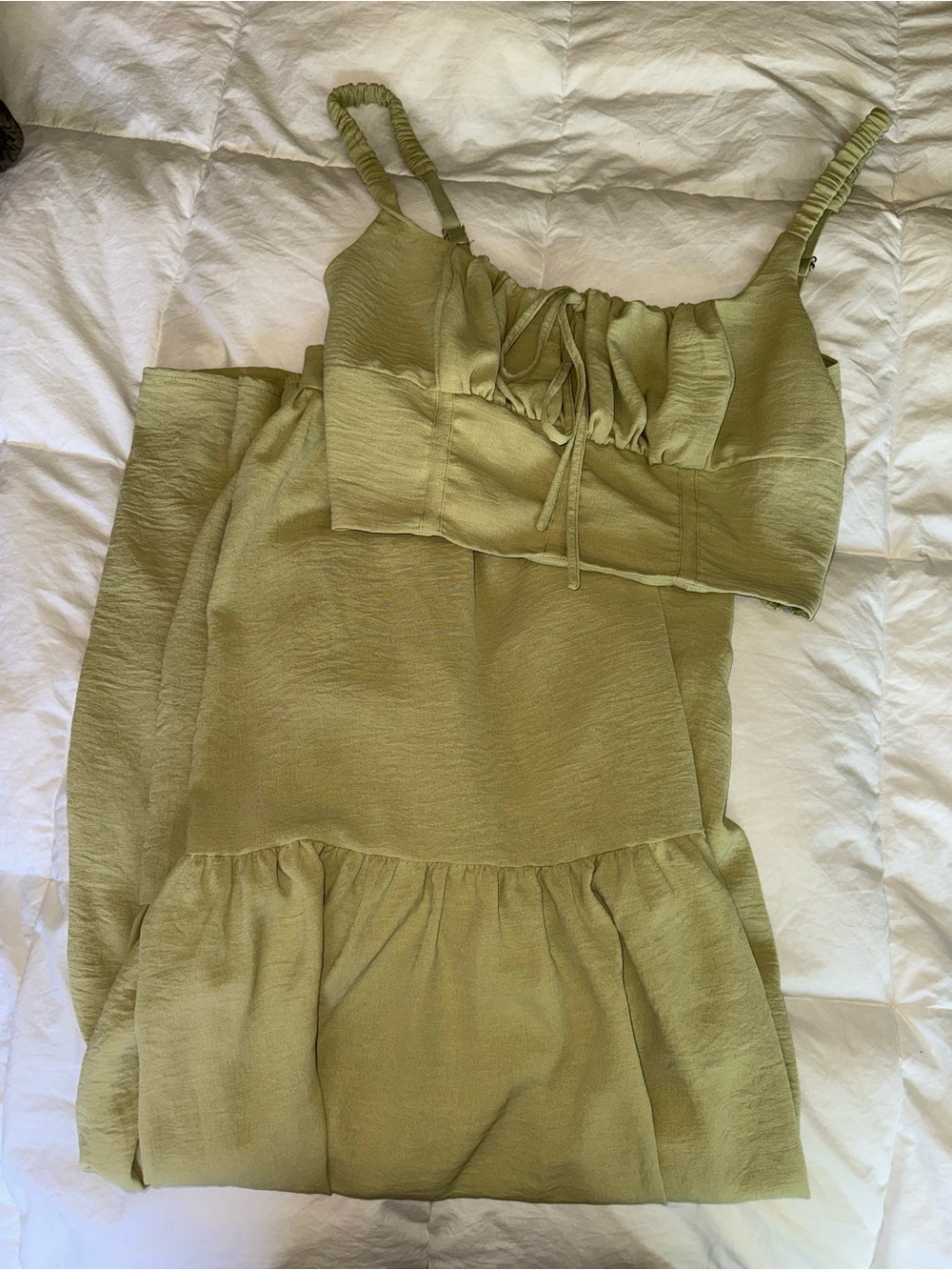 Fashion Nova Olive Green Two-Piece Skirt Set